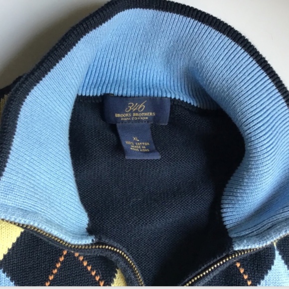 Brooks Brothers “346”   1 /4 zip colourful argyle  Pima cotton pullover  Sz XL - Picture 5 of 6